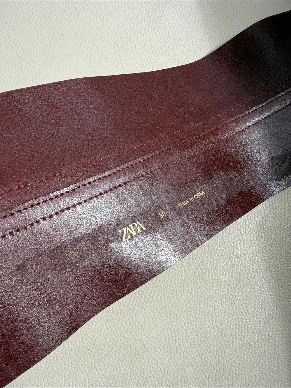 Zara Leather Sash Belt in dark red/Burgundy